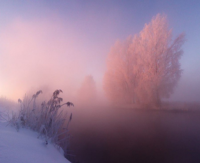 4 Зимнее утро на реке Свислочь, Республика Беларусь. Автор - Алексей Угальников.