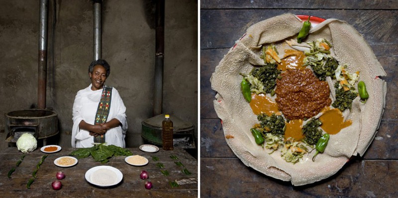 24 Эфиопия. Блюдо: инджера (блины с зеленью и соусом).