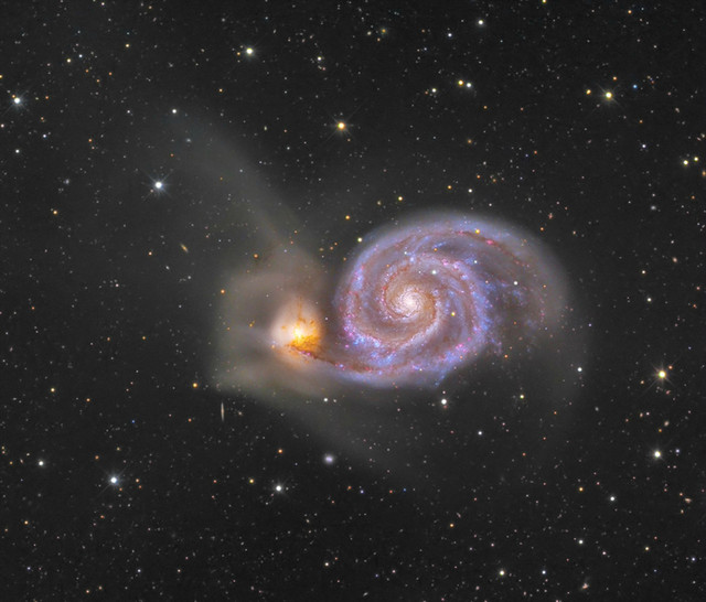 Галактика NGC 5194 в созвездии Гончих Псов