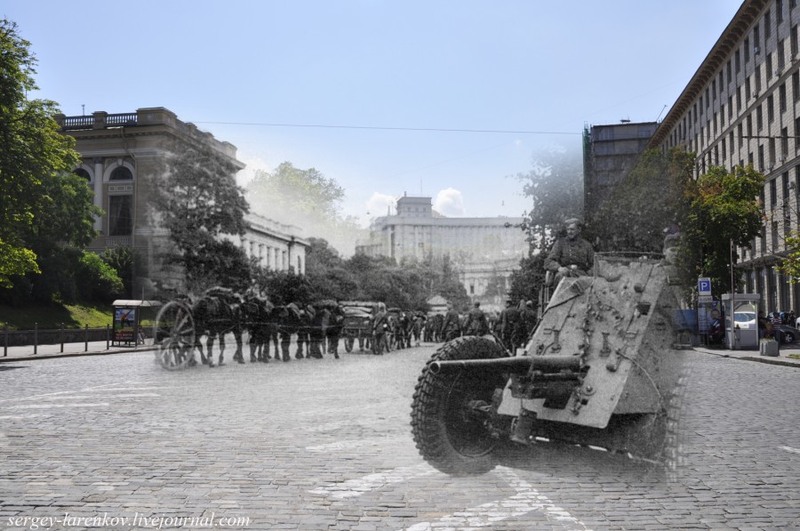 5 Киев 1941/2012 Немецкая пушка на пл.Сталина (ныне Европейской).