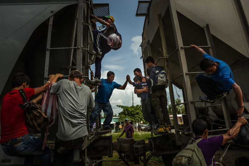 19 Migrants traveling toward the United States on a train known as “The Beast,” because of accidents and violent crime.
Meridith Kohut for The New York Times. TENOSIQUE, MEXICO
07/02/2014
