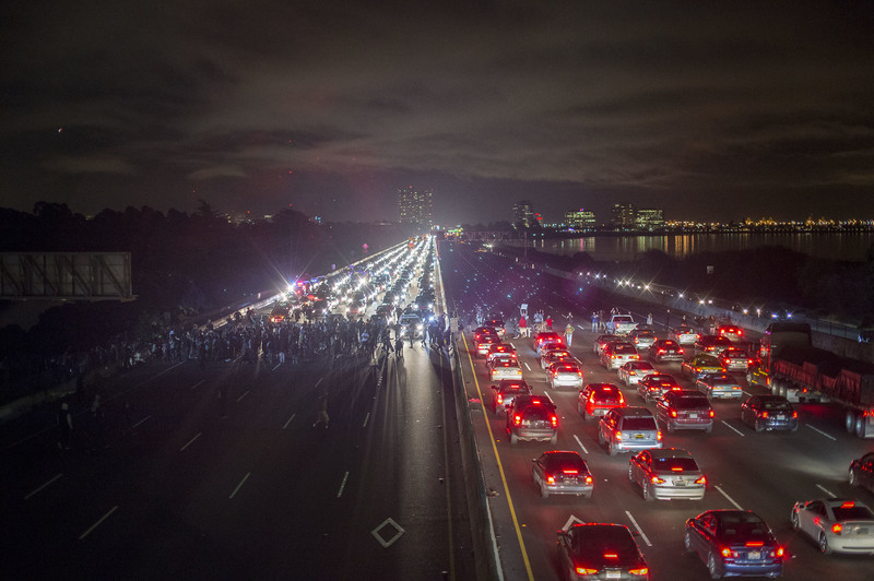 48 Protesters demonstrating against police brutality in the wake of the Michael Brown and Eric Garner decisions blocked traffic on Interstate 80.
Noah Berger/Associated Press. BERKELEY, CALIF.
12/08/2014