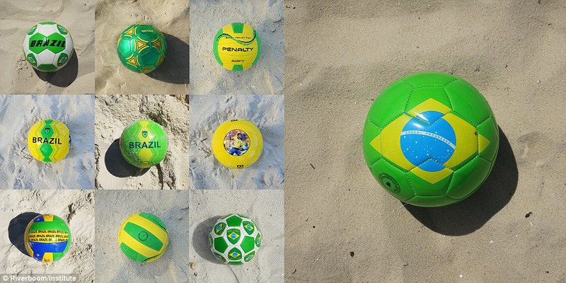 4 Мячи, оформленные в цвета бразильского флага.