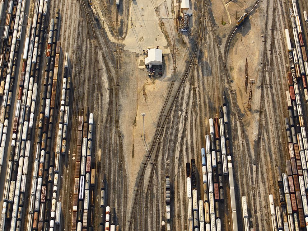 7 "Боковая линия". Автор - Jassen T. Железнодорожные вагоны в Хьюстоне, штат Техас (США).