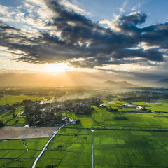 Закат над рисовыми полями
