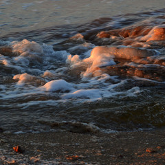 Water illuminated by the morning sun