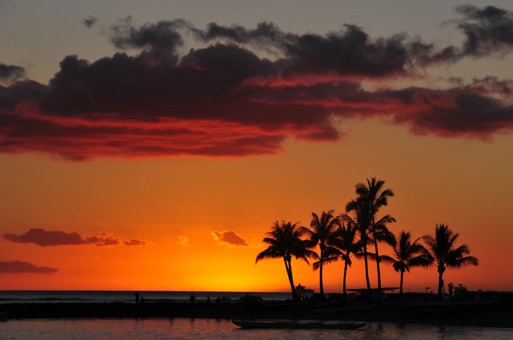 Гавайи пляж Вайкики Sunsets