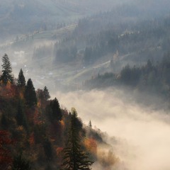 Туман крадется по долинах