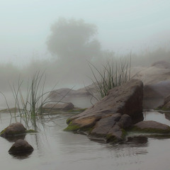 Тумані скелі  річки Бог.
