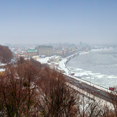 Киев. Вид на Владимирскую горку и речной вокзал