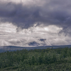 В Лапландії в дощик хмари розбурхано оповивають землю, а сонечко шукає свої шпарини оце все'дно.