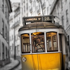 Senhor in the yellow tram... .