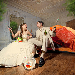 Свадьба, палатка, золотая рыбка )