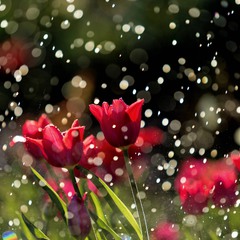 тюльпаны под дождем