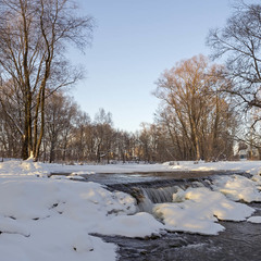 Зимовий вечір на водоспаді, р. Білоус, с. Павлівка, околиці м. Чернігова