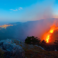 Лесной пожар в Ялте