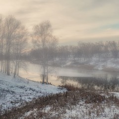 Утренний туман над озером