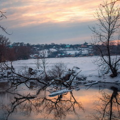 Зимний закат на реке