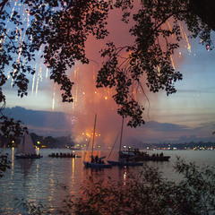 Firework on water